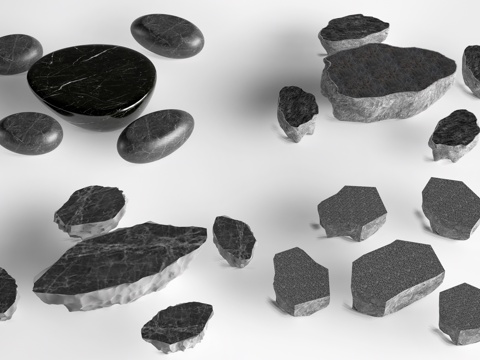 现代户外石桌椅 户外休闲桌椅 石桌石凳su模型