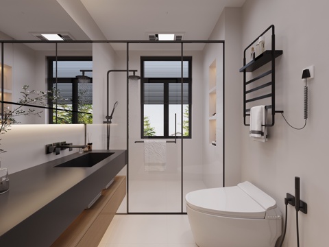  现代卫生间3d模型 