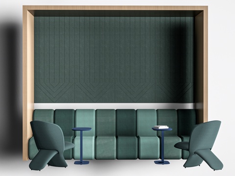 现代卡座沙发 卡座桌椅 休闲卡座su模型