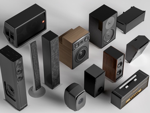 现代落地音响 壁挂音箱 扩音器su模型