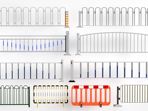 现代道路护栏 道路栏杆 交通设施 道路围栏su模型