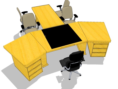 班台 老板办公桌 办公椅免费su模型