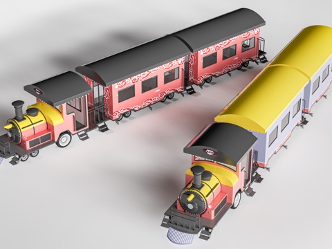 现代火车头 商场小火车 观光小火车 无轨小火车su模型