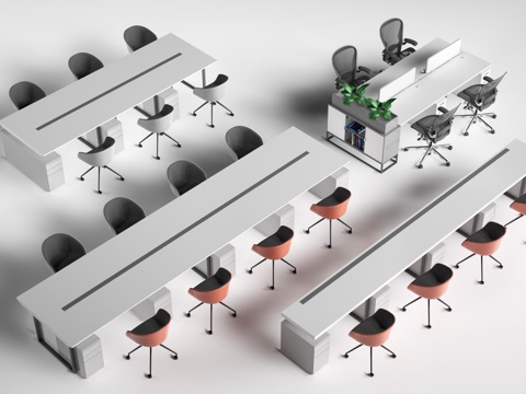 现代办公桌椅 办公家具 经理桌 老板桌su模型