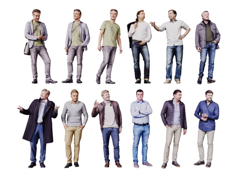  现代人物 男人 女人 商务人物 休闲人物 人物组合3d模型 