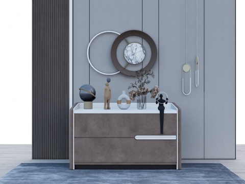 摆件 玄关柜 陈设饰品 大门 大门 入户门 客厅 家装 玄关su模型