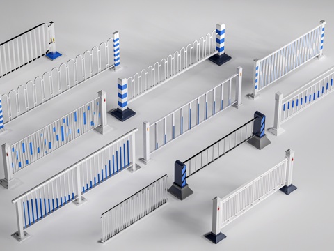 现代道路护栏 道路栏杆 交通设施 道路围栏su模型