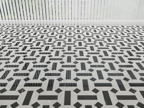  现代石材地面拼花3d模型 