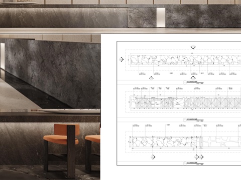 水吧台节点  石材吧台 吧柜节点cad施工图