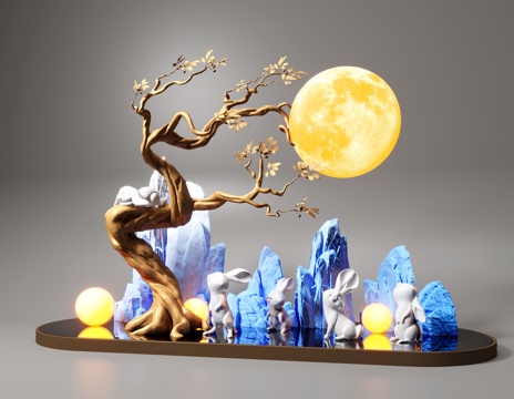  现代景观小品 商业景观 中庭景观 雕塑景观3d模型 