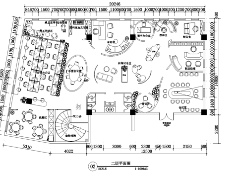两层办公室 最新平面施工图合集cad施工图