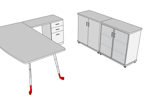 员工办公桌 办公椅 文件柜  办公桌 行政桌免费su模型