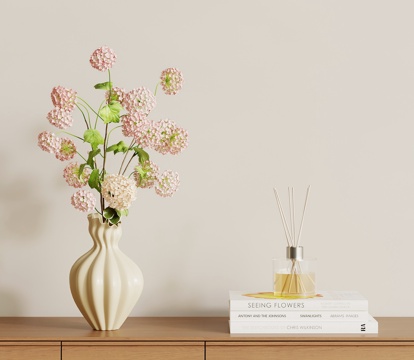 现代奶油花艺 花瓶 摆件su模型