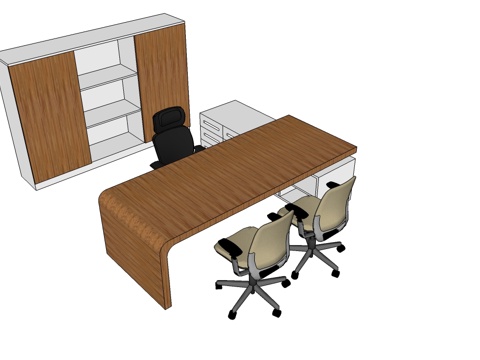办公桌 办公椅 文件柜免费su模型