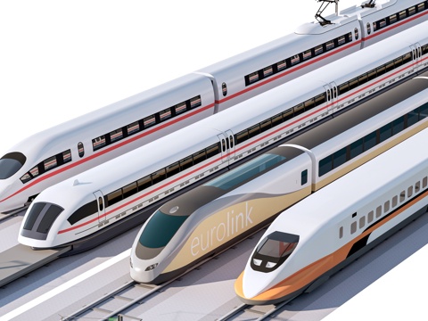 现代火车 高铁 磁悬浮列车su模型