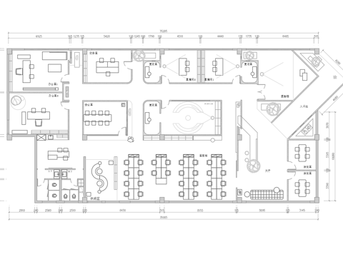 500平办公室 最新平面施工图合集cad施工图