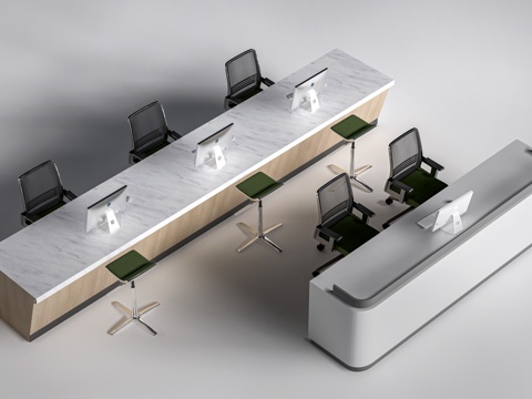 现代吧台 服务台 接待台 前台su模型