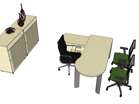  行政桌 办公桌 办公椅 文件柜 办公家具su模型 