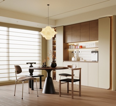 中古风餐厅 餐桌椅 现代餐厅su模型