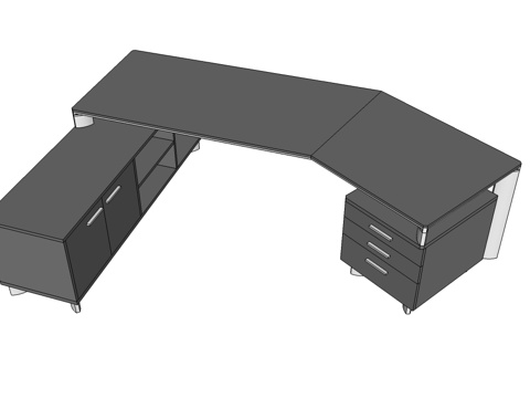 行政桌 办公桌 文件柜 办公家具su模型 