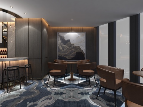  现代咖啡厅3d模型 