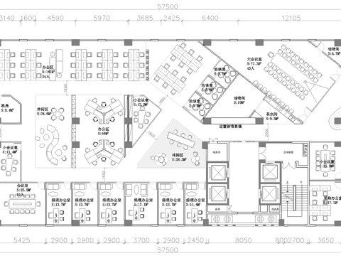 1200平办公室 最新平面施工图合集cad施工图