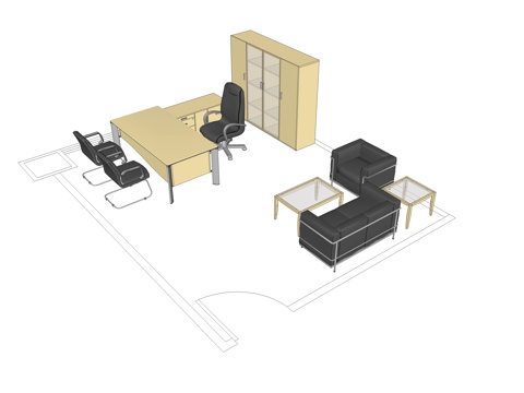  行政桌 办公桌 办公椅 文件柜 办公家具 沙发 茶几su模型 