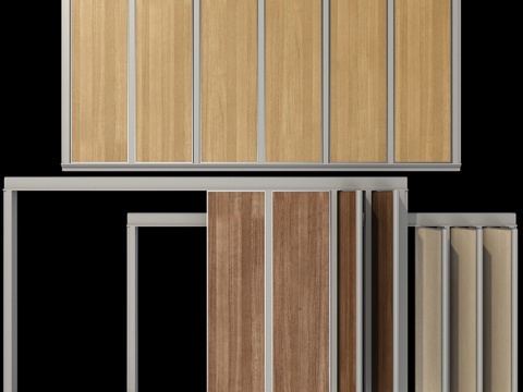  滑动隔断墙    木质滑动隔断3d模型 