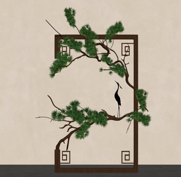 新中式墙饰 挂件 摆件su模型