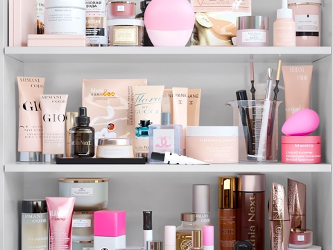  美容沙龙化妆品套装。彩妆3d模型 