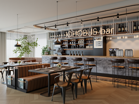 网红咖啡厅su模型