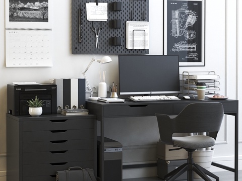  宜家办公空间153d模型3d模型 