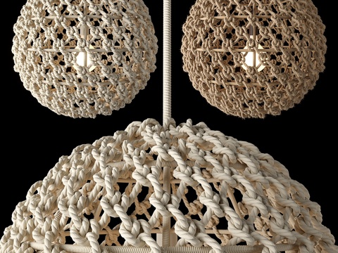  RH小型绳索吊灯3d模型3d模型 