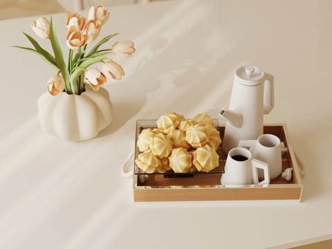 现代奶油风摆件 饰品摆件组合su模型