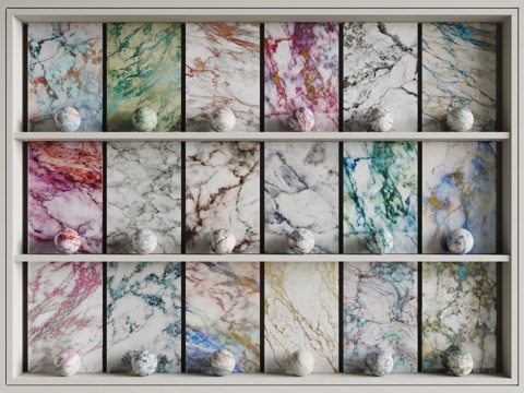  北欧轻奢石材 彩色大理石 纹路石材 岩板 奢石3d模型 