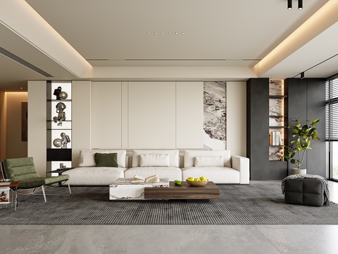  现代极简客厅3d模型 