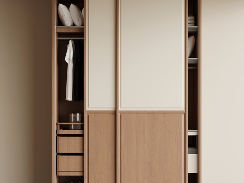 中古风衣柜 推拉门衣柜su模型