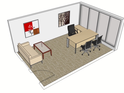  行政桌 办公桌 办公椅 文件柜 办公家具 沙发 茶几su模型 