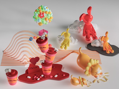 现代商业街雕塑 商业街小品 美陈小品 商业街摆件su模型