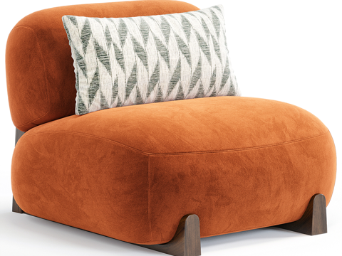  现代单人布艺休闲沙发3d模型 