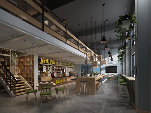  北欧休闲咖啡厅3d模型 