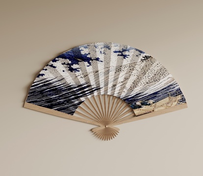  侘寂风墙饰 扇子3d模型 