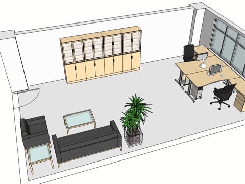  行政桌 办公桌 办公椅 文件柜 办公家具 沙发 茶几su模型 