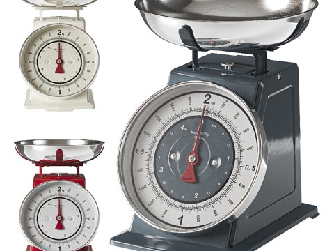  厨房电器。复古风格秤。3d模型 