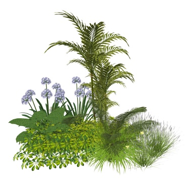 现代植物堆组合su模型