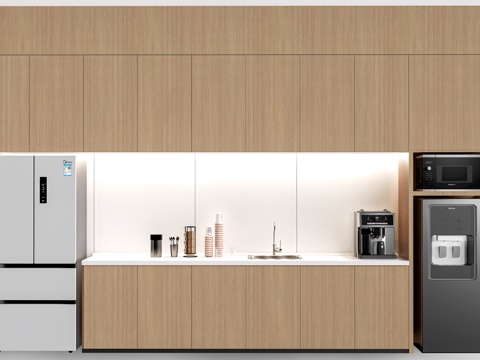 现代水吧台 茶水间操作台 吧台柜 公司茶水台su模型