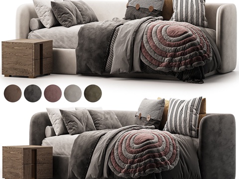  现代侘寂布艺沙发床3d模型 