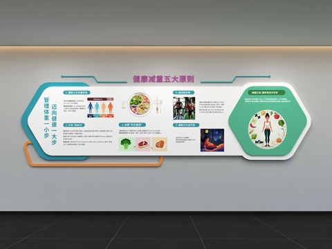  现代健身文化墙 减肥展板 标语 口号 运动食谱 宣传栏 健康3d模型 