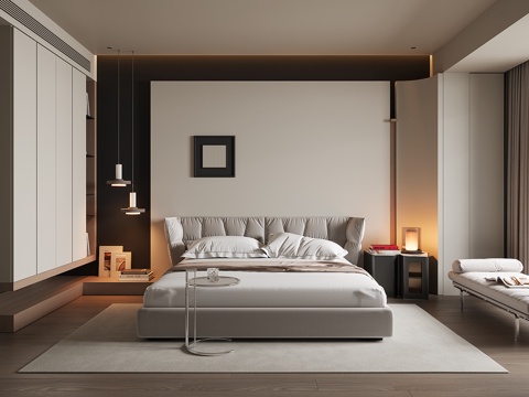 现代家居卧室su模型