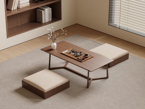  新中式茶桌椅 小茶台 中古风茶桌椅3d模型 